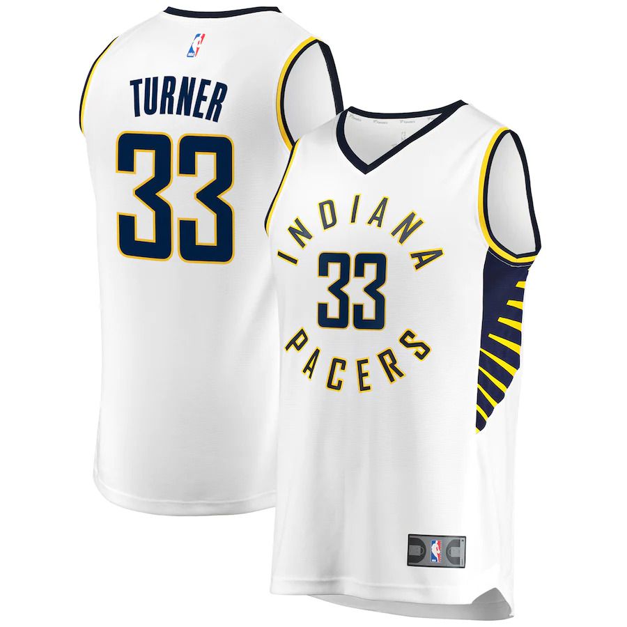 Men Indiana Pacers #33 Myles Turner Fanatics Branded White Fast Break Replica NBA Jersey